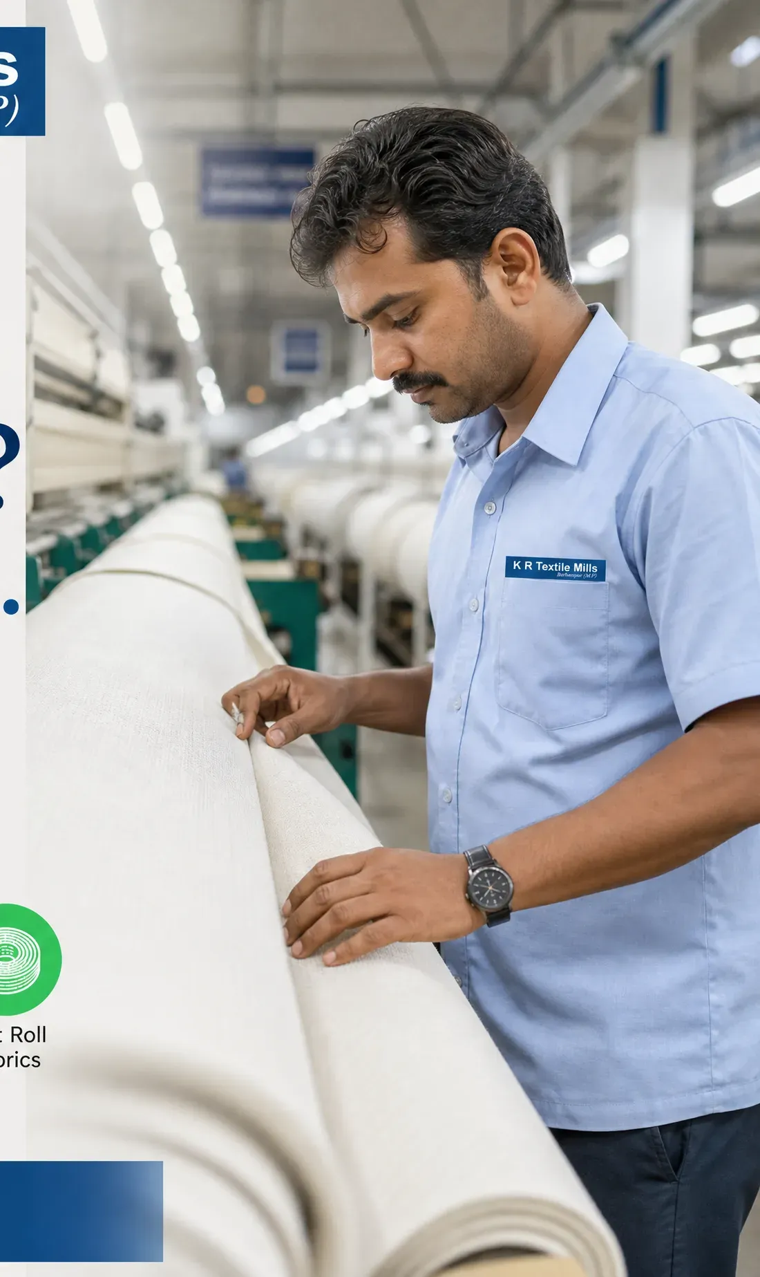 K R Textile Mills team inspecting fabric